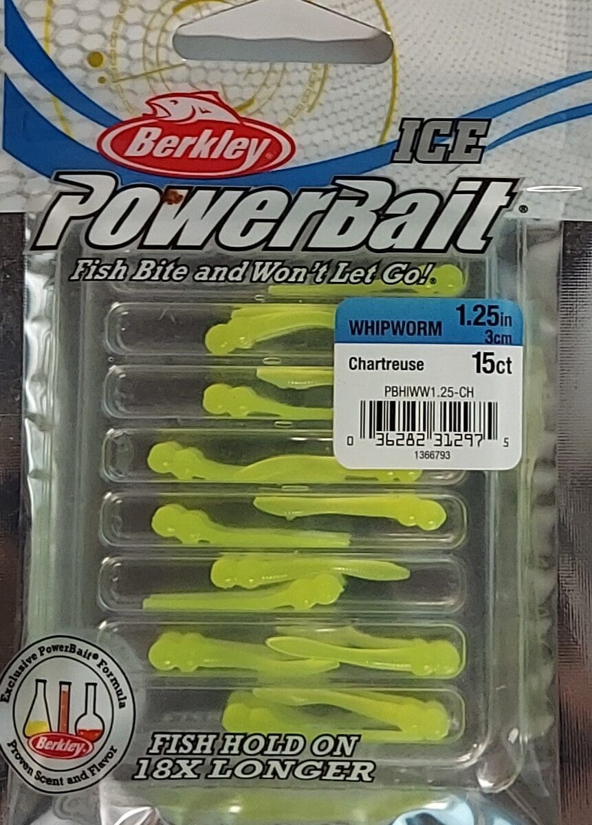 Berkley PowerBait® Ice Whipworm - Chartreuse 1.25 in.